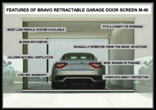 FEATURES OF BRAVO RETRACTABLE GARAGE DOOR SCREEN M-46